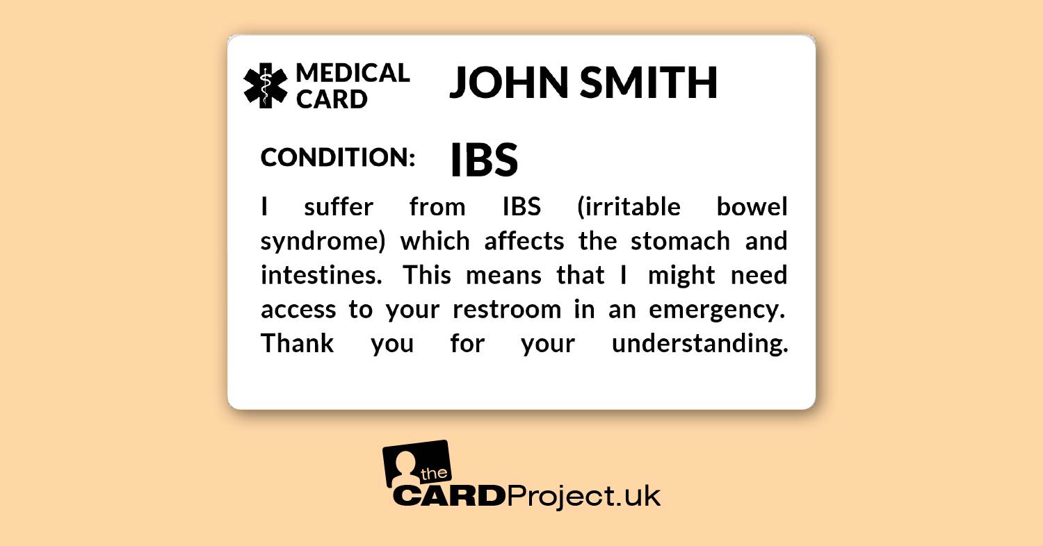 IBS (Irritable bowel syndrome) Mono Medical ID Alert Card   (FRONT)